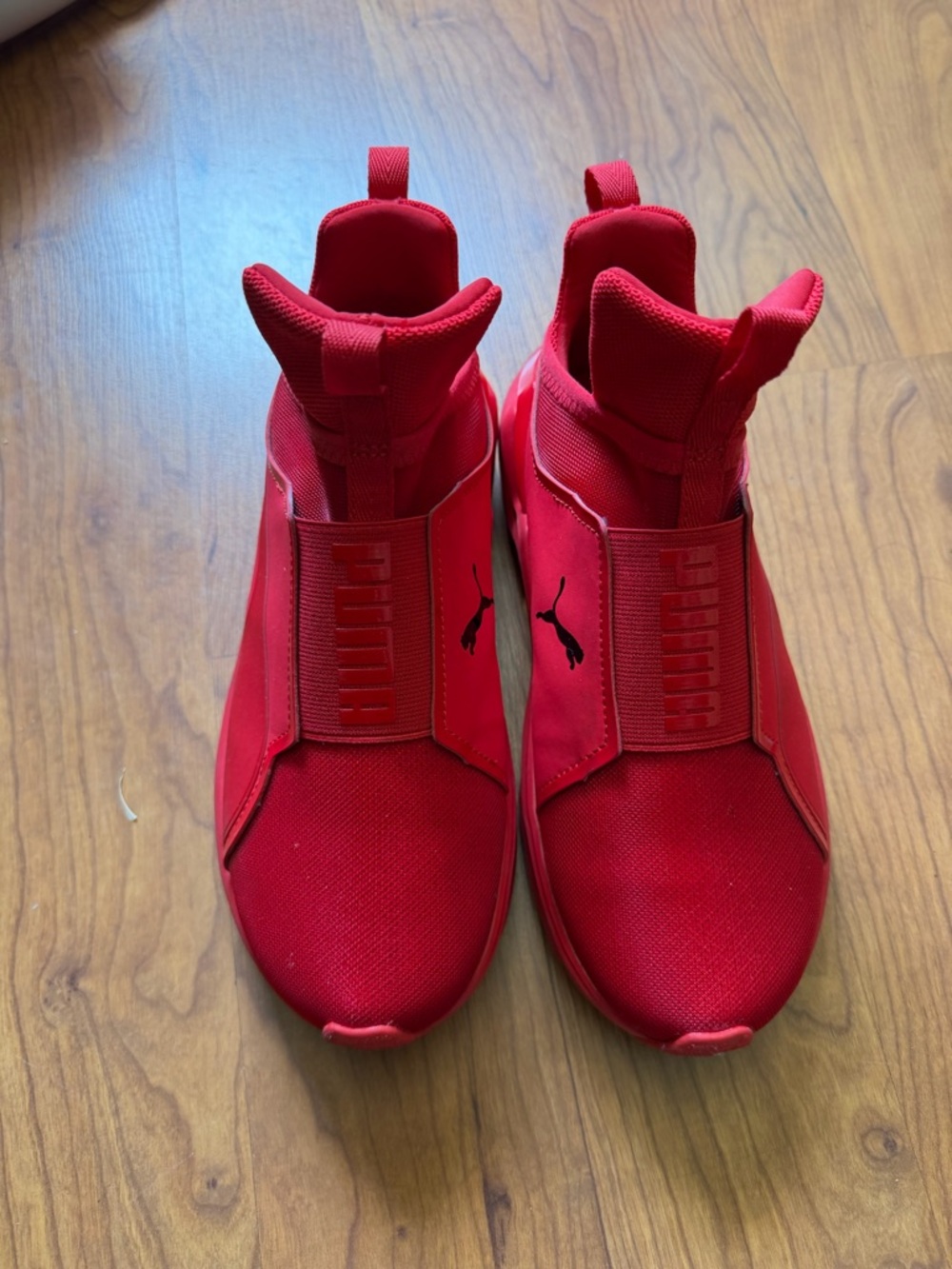 Puma Kids Red Slip-On Athletic Sneakers with Black Logo